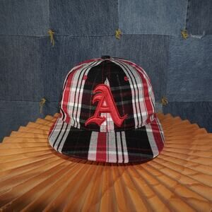 OSFA - Vintage / Y2K Plaid Embroidered Oakland A's Snap Hat
